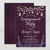 Invitation Partie d'engagement de la lavande en bois violet (Devant / Derrière)