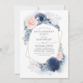 Invitation Partie d'engagement de la marine Blue Blush Dusty  (Devant)