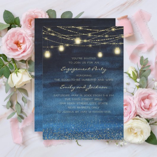 Invitation Partie d'engagement de la Marine Blue Gold String