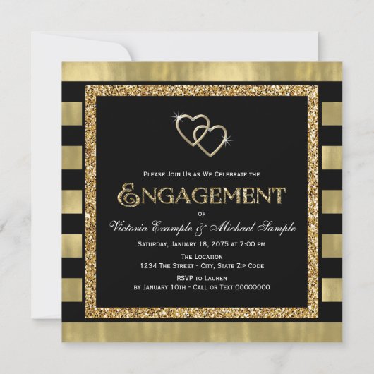 Invitation Partie d'engagement de la Parties scintillant Blac (Dos)
