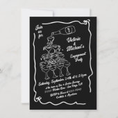Invitation Partie d'engagement de la pile de champagne tirée (Devant)