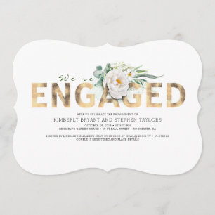 Invitation Partie d'engagement de la typographie or et des fl