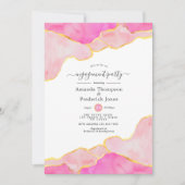 Invitation Partie d'engagement de l'âge rose et or (Devant)