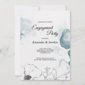 Invitation Partie d'engagement de l'aquarelle turquoise (Devant)
