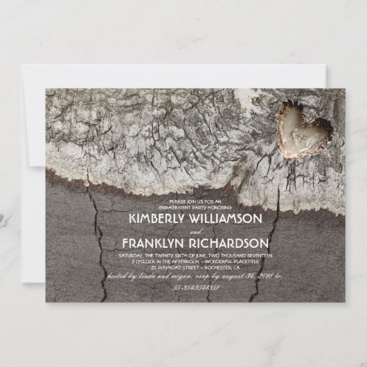 Invitation Partie d'engagement de l'arbre de coeur en bois sc (Devant)