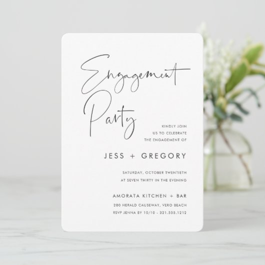 Invitation Partie d'engagement de script manuscrit minimal mo (Debout devant)