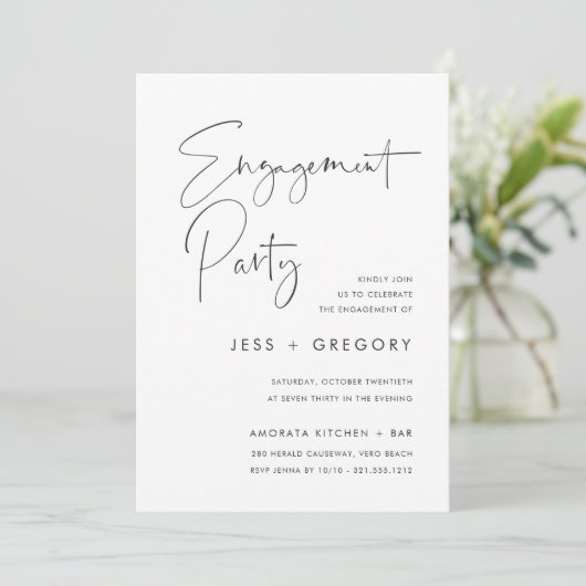 Invitation Partie d'engagement de script manuscrit minimal mo (Debout devant)