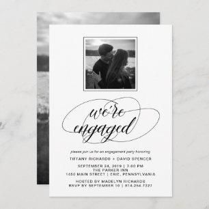 Invitation Partie d'engagement de script noir et blanc
