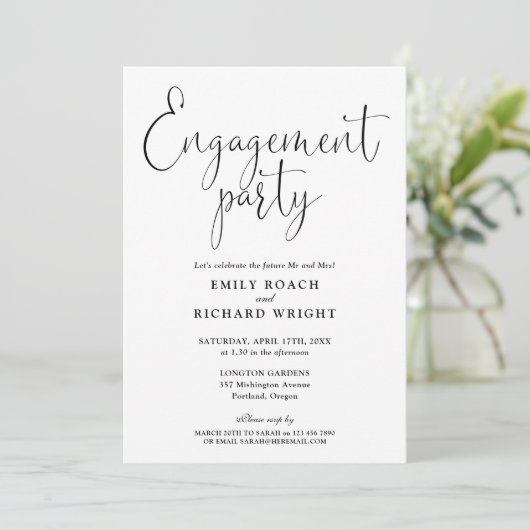 Invitation Partie d'engagement de script noir et blanc (Debout devant)