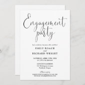 Invitation Partie d'engagement de script noir et blanc (Devant / Derrière)