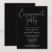 Invitation Partie d'engagement de script noir et blanc (Devant / Derrière)