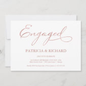 Invitation Partie d'engagement de script or Rose délicat (Devant)