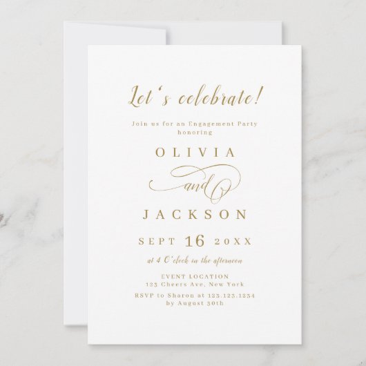 Invitation Partie d'engagement de script romantique simple en (Devant)