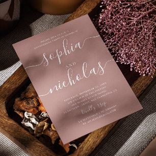 Invitation Partie d'engagement de script simple Mauve / rose 