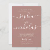 Invitation Partie d'engagement de script simple Mauve / rose  (Devant)