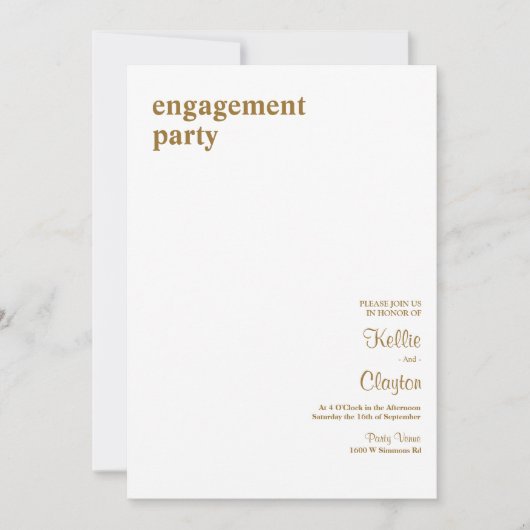 Invitation Partie d'engagement de type moderne simple (Devant)