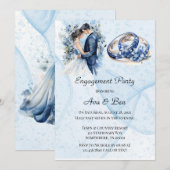 Invitation Partie d'engagement des anneaux floraux d'encre de (Devant / Derrière)