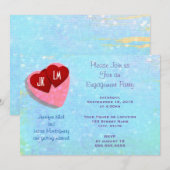 Invitation Partie d'engagement des Coeurs rose et rouge (Devant / Derrière)