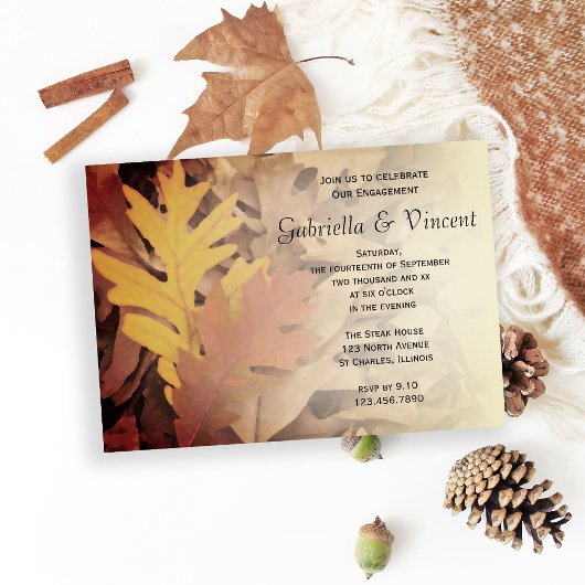 Invitation Partie d'engagement des feuilles d'automne peintes