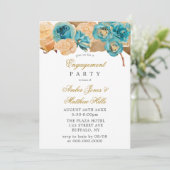 Invitation Partie d'engagement des Roses d'or turquoise et cr (Debout devant)