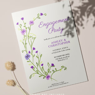 Invitation Partie d'engagement du Fleur sauvage d'aquarelle v