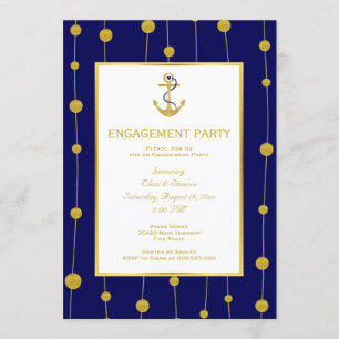 Invitation Partie d'engagement du mariage nautique à l'ancre 