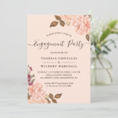 Invitation Partie d'engagement Elegant Blush Gold Chic Floral (Debout devant)