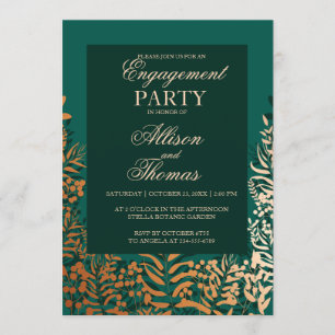 Invitation Partie d'engagement Émeraude or herbe