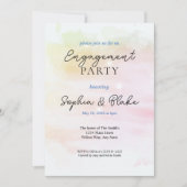 Invitation Partie d'engagement en aquarelle Abstraite rose et (Devant)