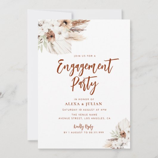 Invitation partie d'engagement en terre cuite à fleurs automn (Devant)