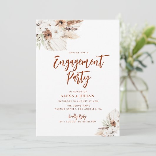 Invitation partie d'engagement en terre cuite à fleurs automn (Debout devant)