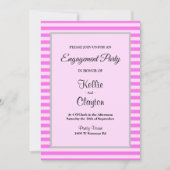 Invitation Partie d'engagement encadrée en bandes roses (Devant)