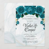 Invitation Partie d'engagement Ethéal géométrique Turquoise o (Devant / Derrière)