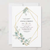 Invitation Partie d'engagement Eucalyptus géométrique aquarel (Devant)