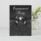 Invitation Partie d'engagement Faux Séquences noires Bow noir (Debout devant)