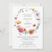 Invitation Partie d'engagement Fleur sauvage aquarelle (Devant)