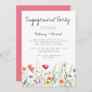 Invitation Partie d'engagement Fleur sauvage aquarelle