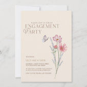 Invitation Partie d'engagement Fleur sauvage coloré simple (Devant)
