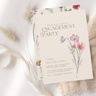 Invitation Partie d'engagement Fleur sauvage coloré simple