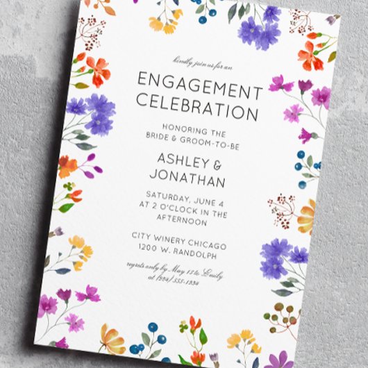 Invitation Partie d'engagement Fleur sauvage simple et intemp