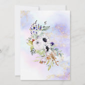 Invitation Partie d'engagement Floral violet géométrique or (Dos)