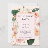 Invitation Partie d'engagement florale à la pêche rose (Devant)