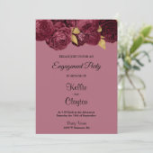 Invitation Partie D'Engagement Florale Bourgogne Et Or (Debout devant)