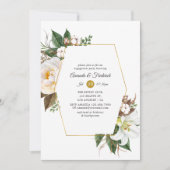 Invitation Partie d'engagement géométrique Floral Or (Devant)