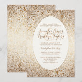 Invitation Partie d'engagement Gold Floral Vintage Blanc (Devant / Derrière)