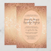 Invitation Partie d'engagement Gold Floral Vintage Peach (Devant / Derrière)