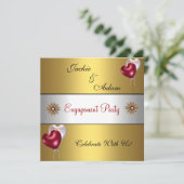 Invitation Partie d'engagement Gold Red White Loons (Debout devant)