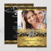 Invitation Partie d'engagement Gold Silver Heart Photo 4 (Devant / Derrière)