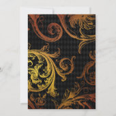 Invitation Partie d'engagement gothique florale noire et or (Dos)