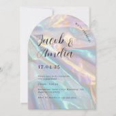 Invitation Partie d'engagement Holographique moderne Arch (Devant)